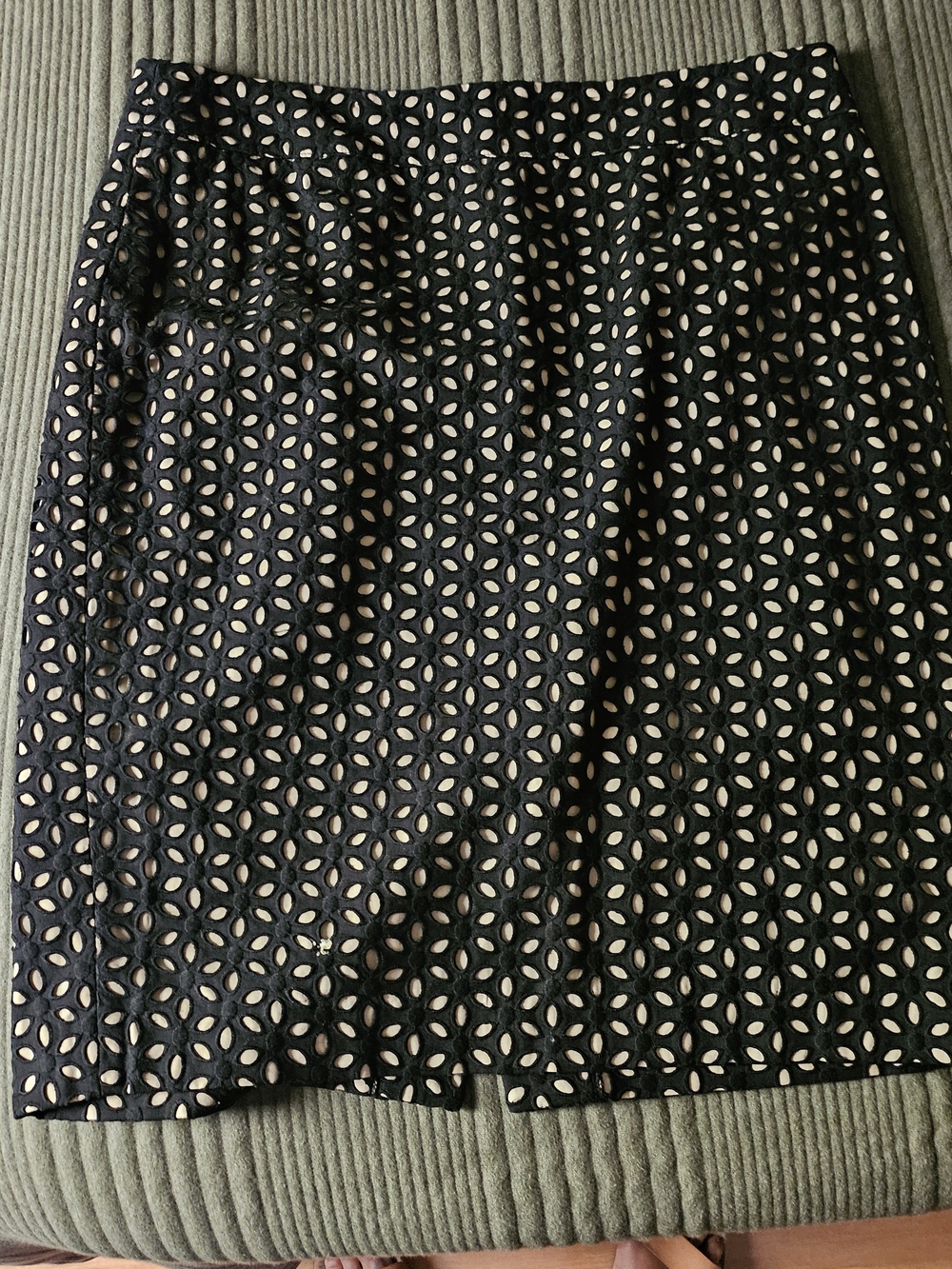 LOFT Black Eyelet Pencil Skirt with Cream Underlay
